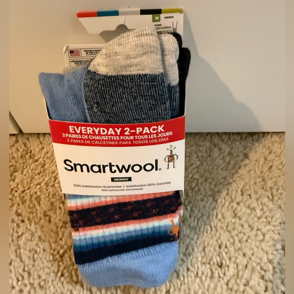 Smartwool merino everyday 2-pack socks, unisex size medium